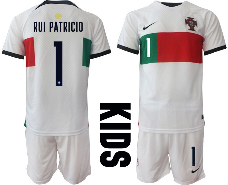 Youth 2022 World Cup National Team Portugal away white #1 Soccer Jersey->youth soccer jersey->Youth Jersey